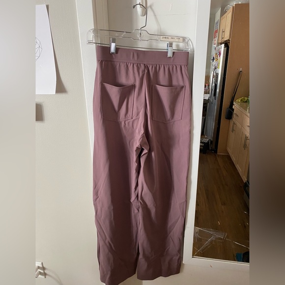 High Waisted Button Multiple Pockets Straight Leg Casual Pants in Twilight Mauve - Picture 6 of 14